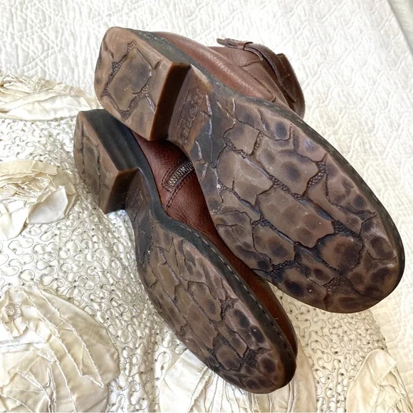 Born Brown Leather Ankle Boots Zip Up Sides Size 8 - Picture 7 of 16